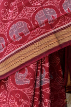 Load image into Gallery viewer, GI certified Shri Sambalpuri cotton saree maroon full length view — Pasapali handloom Odisha