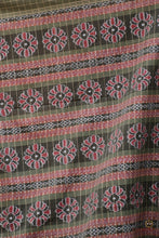 Load image into Gallery viewer, Smritirekha Greenish Grey Sambalpuri cotton saree front drape showing jala body checks — Pasapali