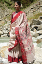 Load image into Gallery viewer, Vanajyoti Kotpad saree pallu — fish, tortoise, temple tribal motifs in natural dye, Pasapali Odisha