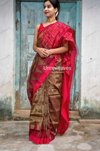 Load image into Gallery viewer, Golden Red Sambalpuri Phoda kumbha Tissue Silk plus Cotton Saree - Urmiweaves