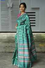 Load image into Gallery viewer, Pankti - Gopalpur Ikat Tussar Silk Sambalpuri Saree with Ikat Motifs &amp; Pink Border
