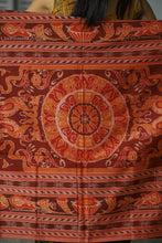 Load image into Gallery viewer, Rāgini – Black &amp; Rust Mercerized Cotton Sambalpuri Saree with Musical Ikat Motifs
