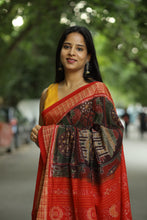 Load image into Gallery viewer, Handloom Sambalpuri cotton saree featuring Konark wheel and fish motifs – Pasapali
