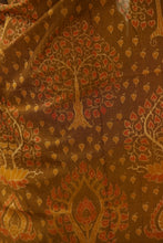 Load image into Gallery viewer, Elegant yellow Sambalpuri cotton saree showcasing handcrafted tree motifs and red pallu

