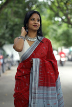 Load image into Gallery viewer, Wine Hibiscus - Cotton Phoda Kumbha Saree
