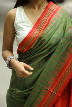 Load image into Gallery viewer, Traditional Odisha Phoda Kumbha saree with fish motifs and red diamond patterned border – Pasapali
