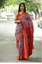 Load image into Gallery viewer, PadmaSūrya - Sambalpuri Saree with Konark Chakra &amp; Temple Motifs
