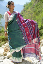 Vanyara — Green Kotpad Saree | Tussar Cotton Silk | Natural Dye | Pasapali