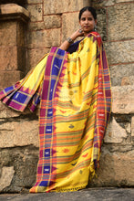 Load image into Gallery viewer, Turmeric Yellow Kotpad Saree with Aal &amp; Indigo Borders
