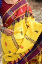 Load image into Gallery viewer, Turmeric Yellow Kotpad Saree with Aal &amp; Indigo Borders
