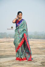 Load image into Gallery viewer, Sea Green Kotpad Tussar Cotton Saree with Ganga Jamuna Border
