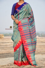 Load image into Gallery viewer, Sea Green Kotpad Tussar Cotton Saree with Ganga Jamuna Border
