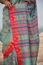 Load image into Gallery viewer, Sea Green Kotpad Tussar Cotton Saree with Ganga Jamuna Border
