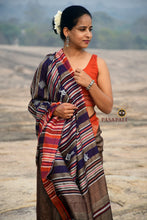 Load image into Gallery viewer, Earthy Brown Kotpad Tussar Cotton Saree with Checkered Body &amp; Rust Borders
