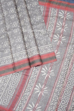 Load image into Gallery viewer,  Hand block print fine Tussar silk Saree 
