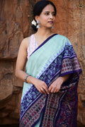 Kumudini Sambalpuri Cotton Saree — Aqua green Mercerized Cotton | Bandha | Pasapali