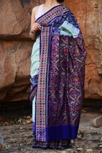 Load image into Gallery viewer, Kumudini Sambalpuri Cotton Saree — Aqua green Mercerized Cotton | Bandha | Pasapali
