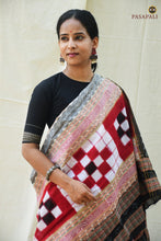 Load image into Gallery viewer, Bichitrapuri Saree in Black pallu with elephant and duck motifs — Sambalpuri Bandha saree — Pasapali

