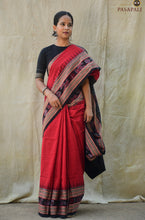 Load image into Gallery viewer, Black pallu with duck and elephant motifs — Sambalpuri Bandha ikat saree — Pasapali Odisha
