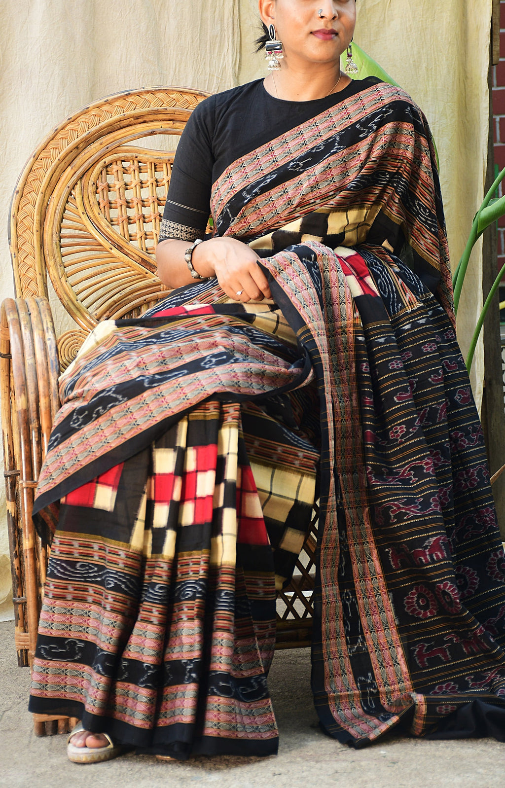 Bichitrapuri Cream Sambalpuri Mercerized Cotton Saree | Pasapali