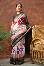 Bichitrapuri White Sambalpuri Mercerized Cotton Saree | Pasapali