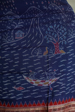 Load image into Gallery viewer, Traditional Odisha Sambalpuri cotton saree with scenic village motifs and maroon border – Pasapali
