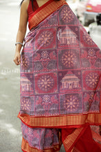 Load image into Gallery viewer, PadmaSūrya - Sambalpuri Saree with Konark Chakra &amp; Temple Motifs
