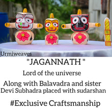 Load image into Gallery viewer, Lord Jagannath Idol, Lord Balabhadra, Devi Subhadra, and the powerful Sudarshan Chakra
