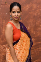 Anasuya Sambalpuri Handloom saree by Pasapali — body weave detail showing Leaf butas in triangular formation.