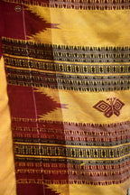 Arunima Kotpad saree border motif view — kumbha raised temple, multi-shuttle interlocking, authentic Kotpad textile GI