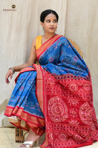 Mercerized cotton texture detail — Barshika Sambalpuri Bandha saree warp and weft ikat alignment by Pasapali