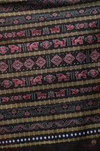 Basundhara light brown Sambalpuri Bandha mercerized cotton saree by Pasapali — full hero view showing check body and Pasapali border