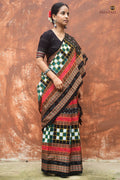 Handloom drape view of Bichitrapuri — GI certified Sambalpuri cotton saree in green | Pasapali