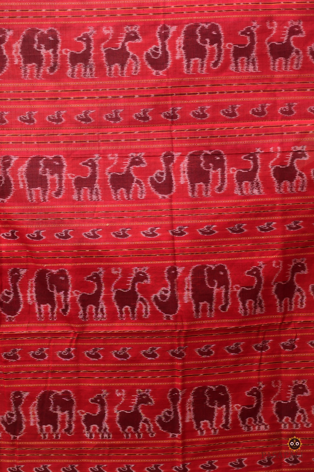 Handloom drape view of Charushila — authentic Sambalpuri Handloom saree, Bandhakala technique, Pasapali Odisha