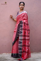 Dharani dual shade Kotpad handloom Tussar Cotton Silk saree by Pasapali — full hero view, natural dye aal bark