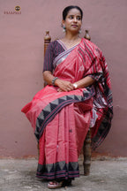 Dharani Kotpad natural dye saree texture detail — handspun slub surface, Tussar Cotton Silk, Odisha handloom
