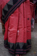 Dharani Kotpad handloom drape view — natural dyed Tussar Cotton Silk saree, Mirgan weavers, vegetable dye Odisha