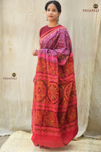 Tribal motif body weave detail — Janapadi Sambalpuri Bandha cotton saree by Bhulia weavers via Pasapali.