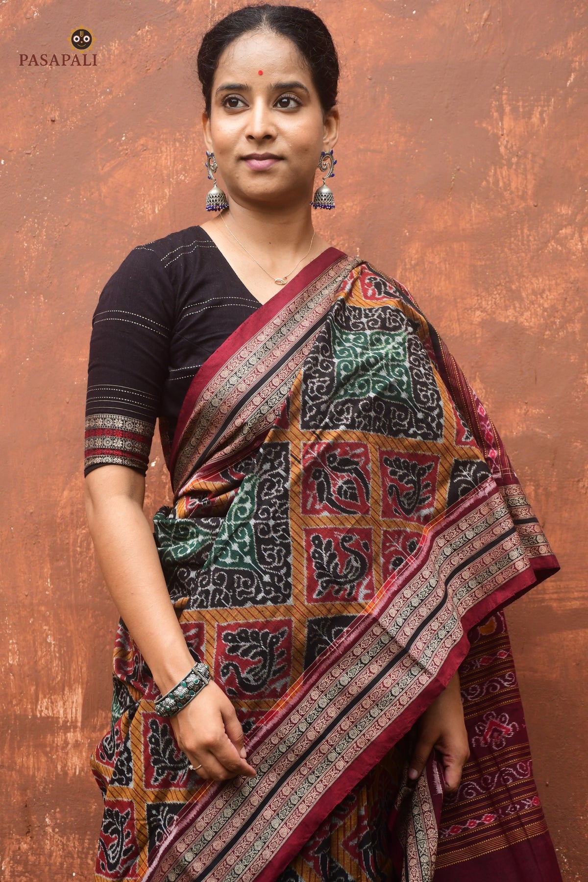 Kadambini multicolor Sambalpuri Bandha mercerized cotton saree — full hero view, Pasapali