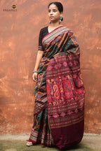 Kadambini multicolor Sambalpuri cotton saree overall flat lay — Bhulia weave, Pasapali