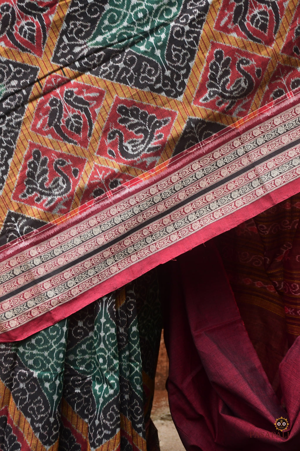 Kadambini full view — authentic Sambalpuri handloom mercerized cotton saree, Pasapali
