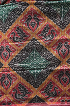 Kadambini Sambalpuri Bandha saree drape front — jhoti and mayur motifs visible, Pasapali