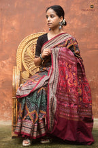 Kadambini body weave detail — mayur and parrot motifs, jhoti, Sambalpuri Bandha, Pasapali