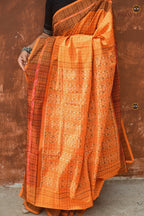 Kanakrekha mercerized cotton texture close-up — 120x120 thread count, Sambalpuri handloom