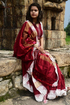 Kanan Maroon Kotpad handloom saree draped view — GI certified Kotpad textile, natural dye, Pasapali