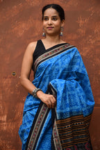 Texture detail of Kaushalya Sambalpuri cotton saree — mercerized cotton weave with Bandhakala double ikat surface, Pasapali