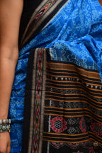 Laxmi pada motif detail on Kaushalya pallu — Sambalpuri Bandha double ikat in mercerized cotton by Bhulia weavers