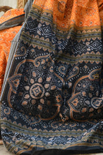 Load image into Gallery viewer, Kusumita mustard yellow Sambalpuri Bandha mercerized cotton saree — full hero view, Phula jala body, Pasapali
