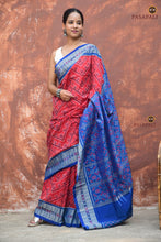 Load image into Gallery viewer, Kusumita Red Sambalpuri cotton saree by Pasapali — flat lay full view with blouse piece included

