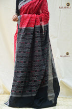 Load image into Gallery viewer, Lakshmiyantra body weave — shankha, Lakshmi yantra, Lakshmi pada motifs in red Sambalpuri cotton
